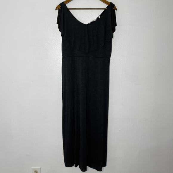 Soft Surroundings Dress Womens Petite Medium Maxi Ruffle Off Shoulder Modal NEW - Picture 1 of 8